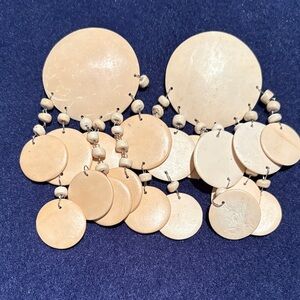 Handmade Cream Disc Dangle Earrings - Women Jewelry